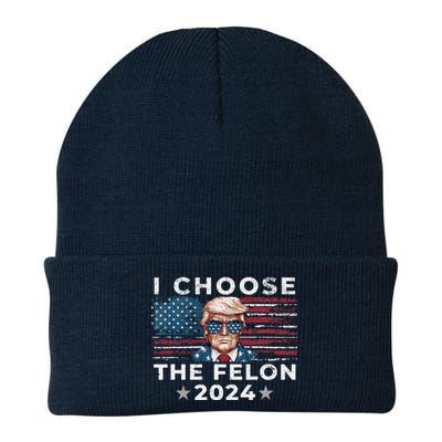 I Choose The Felon 2024 Funny Republican Patriot Women Knit Cap Winter Beanie