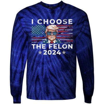 I Choose The Felon 2024 Funny Republican Patriot Women Tie-Dye Long Sleeve Shirt