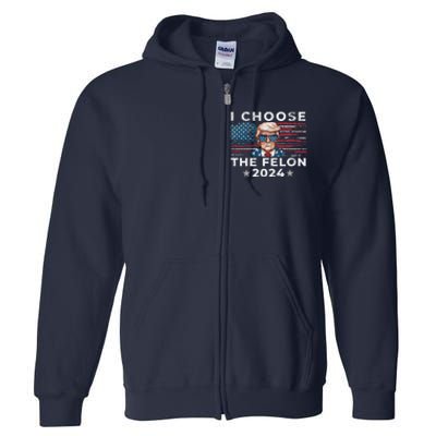 I Choose The Felon 2024 Funny Republican Patriot Women Full Zip Hoodie