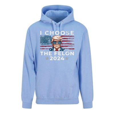 I Choose The Felon 2024 Funny Republican Patriot Women Unisex Surf Hoodie