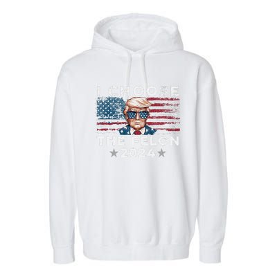 I Choose The Felon 2024 Funny Republican Patriot Women Garment-Dyed Fleece Hoodie