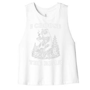 I Choose The Bear Safer In The Woods With A Bear Than A Man Women's Racerback Cropped Tank