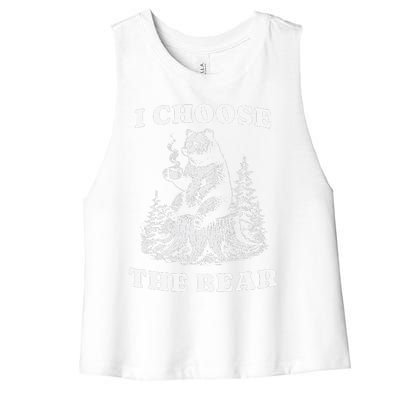 I Choose The Bear Safer In The Woods With A Bear Than A Man Women's Racerback Cropped Tank