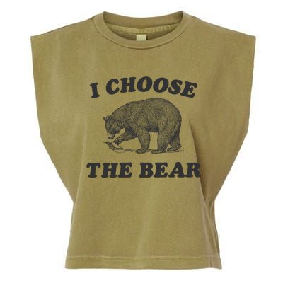 I Choose The Bear Funny Bear Vs Man Garment-Dyed Women's Muscle Tee