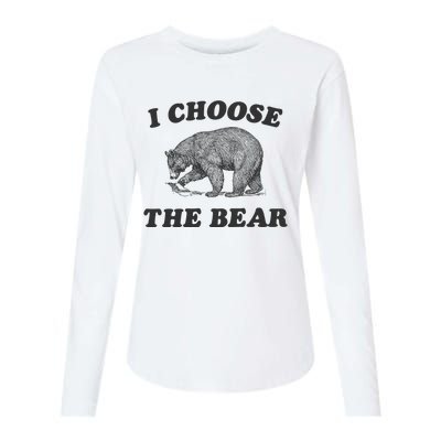 I Choose The Bear Funny Bear Vs Man Womens Cotton Relaxed Long Sleeve T-Shirt