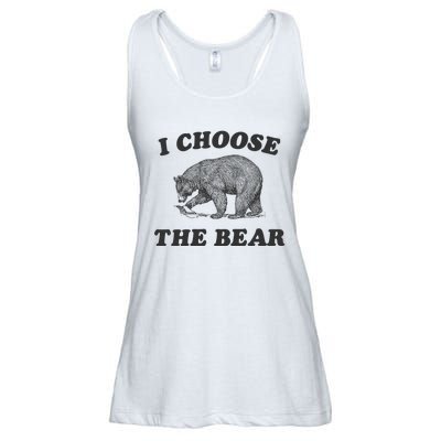 I Choose The Bear Funny Bear Vs Man Ladies Essential Flowy Tank