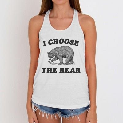 I Choose The Bear Funny Bear Vs Man Women's Knotted Racerback Tank