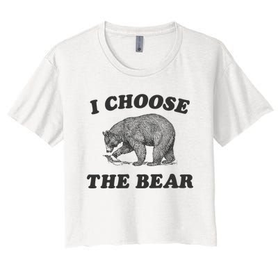 I Choose The Bear Funny Bear Vs Man Women's Crop Top Tee