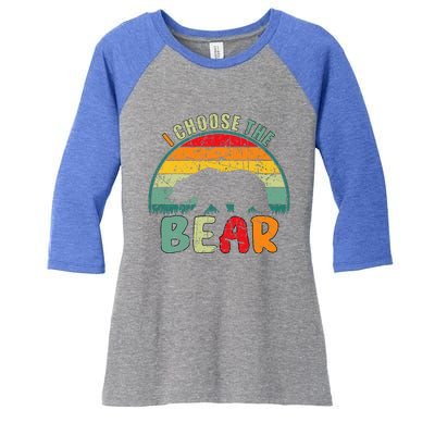 I Choose The Bear Women's Tri-Blend 3/4-Sleeve Raglan Shirt