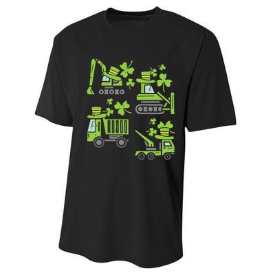 Irish Construction Truck Crane St Patricks Day Performance Sprint T-Shirt