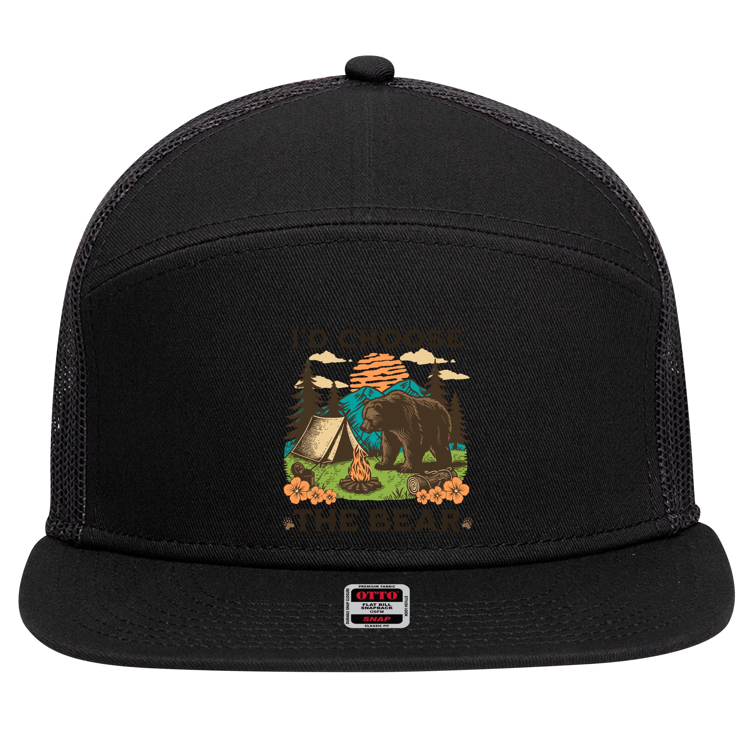 Id Choose The Bear Tik Tok Trend 7 Panel Mesh Trucker Snapback Hat