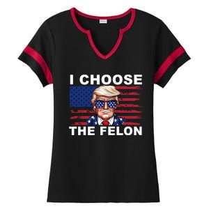 I Choose The Felon Pro Donald Trump Ladies Halftime Notch Neck Tee