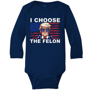 I Choose The Felon Pro Donald Trump Baby Long Sleeve Bodysuit