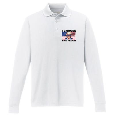 I Choose The Felon Pro Donald Trump Performance Long Sleeve Polo