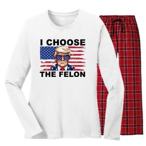 I Choose The Felon Pro Donald Trump Women's Long Sleeve Flannel Pajama Set 