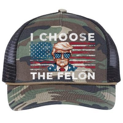 I Choose The Felon Funny Trump 2024 Republican Patriot Retro Rope Trucker Hat Cap