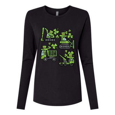 Irish Construction Truck Crane St Patricks Day Womens Cotton Relaxed Long Sleeve T-Shirt