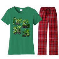 Irish Construction Truck Crane St Patricks Day Women's Flannel Pajama Set