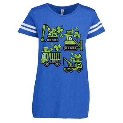 Irish Construction Truck Crane St Patricks Day Enza Ladies Jersey Football T-Shirt