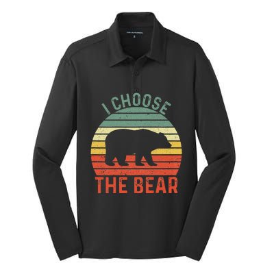 I Choose The Bear Silk Touch Performance Long Sleeve Polo