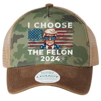 I Choose The Felon 2024 Funny Republican Patriot Legacy Tie Dye Trucker Hat