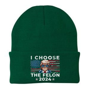 I Choose The Felon 2024 Funny Republican Patriot Knit Cap Winter Beanie