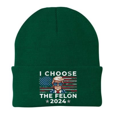 I Choose The Felon 2024 Funny Republican Patriot Knit Cap Winter Beanie