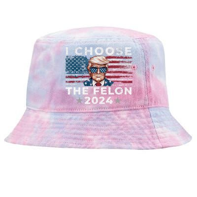 I Choose The Felon 2024 Funny Republican Patriot Tie-Dyed Bucket Hat