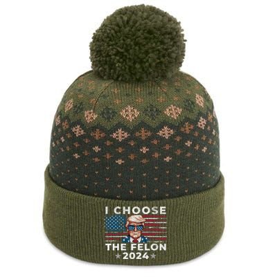 I Choose The Felon 2024 Funny Republican Patriot The Baniff Cuffed Pom Beanie