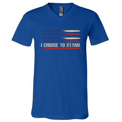 I Choose To Stand Cool Gift Pledge Of Allegiance American Flag Cute Gift V-Neck T-Shirt