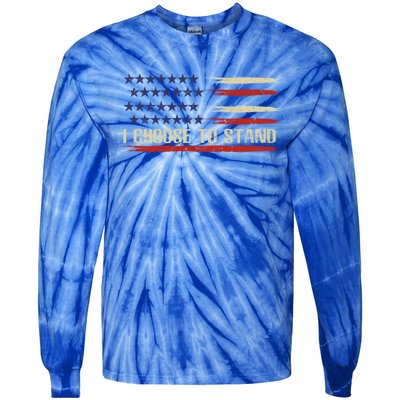 I Choose To Stand Cool Gift Pledge Of Allegiance American Flag Cute Gift Tie-Dye Long Sleeve Shirt