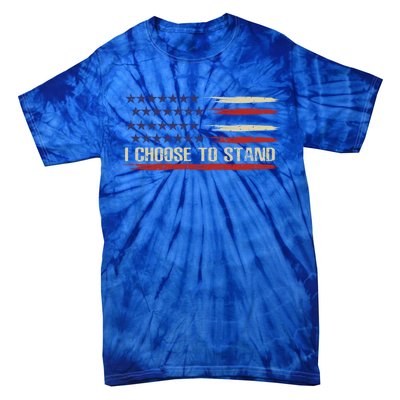 I Choose To Stand Cool Gift Pledge Of Allegiance American Flag Cute Gift Tie-Dye T-Shirt