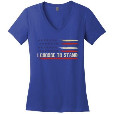 I Choose To Stand Cool Gift Pledge Of Allegiance American Flag Cute Gift Women's V-Neck T-Shirt