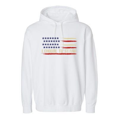 I Choose To Stand Cool Gift Pledge Of Allegiance American Flag Cute Gift Garment-Dyed Fleece Hoodie