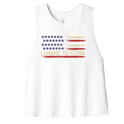 I Choose To Stand Cool Gift Pledge Of Allegiance American Flag Cute Gift Women's Racerback Cropped Tank