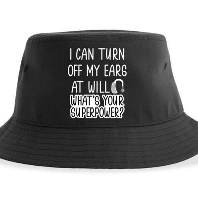I Can Turn Off Ears Impaired Hard Of Hearing Deaf Funny Gift Sustainable Bucket Hat