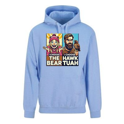 I Choose The Hawk Tuah Vs I Choose The Bear Unisex Surf Hoodie