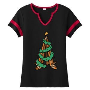 IceHockey Christmas Tree Ornats Funny Xmas Gift Ladies Halftime Notch Neck Tee