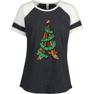 IceHockey Christmas Tree Ornats Funny Xmas Gift Enza Ladies Jersey Colorblock Tee