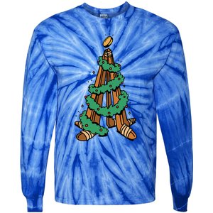 IceHockey Christmas Tree Ornats Funny Xmas Gift Tie-Dye Long Sleeve Shirt