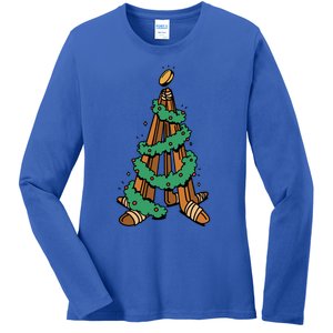 IceHockey Christmas Tree Ornats Funny Xmas Gift Ladies Long Sleeve Shirt