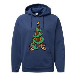 IceHockey Christmas Tree Ornats Funny Xmas Gift Performance Fleece Hoodie