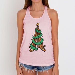 IceHockey Christmas Tree Ornats Funny Xmas Gift Women's Knotted Racerback Tank