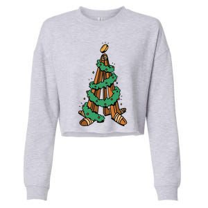 IceHockey Christmas Tree Ornats Funny Xmas Gift Cropped Pullover Crew