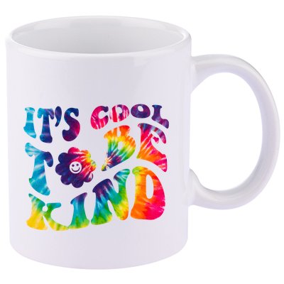 It's Cool To Be Kind Colorful Dye 11oz C Handle Ceramic Mug