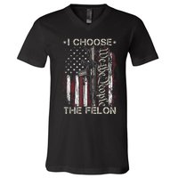 I Choose The Felon Funny Trump 2024 Voting Convicted Felon V-Neck T-Shirt