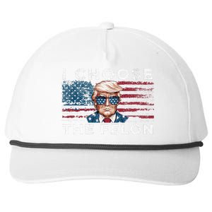 I Choose The Felon Funny Trump 2024 Republican Patriot Snapback Five-Panel Rope Hat