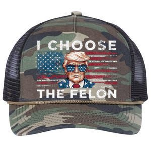 I Choose The Felon Funny Trump 2024 Republican Patriot Retro Rope Trucker Hat Cap