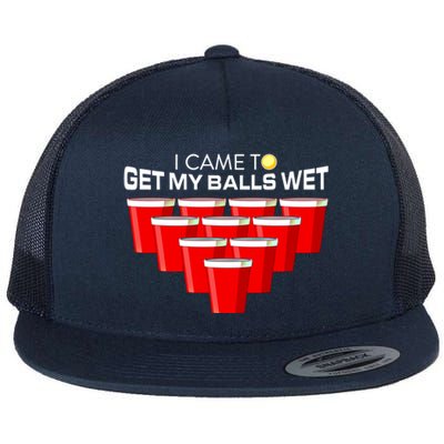 I Came To Get My Balls Wet Funny Beer Pong Lover Funny Gift Flat Bill Trucker Hat