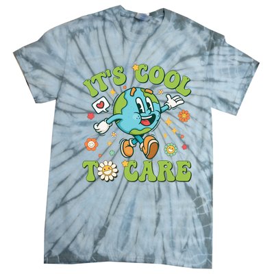 ItS Cool To Care Earth Day 2024 Retro Groovy Teacher Tie-Dye T-Shirt